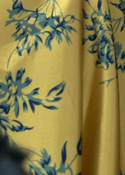 Saffron silk, blue flowers
